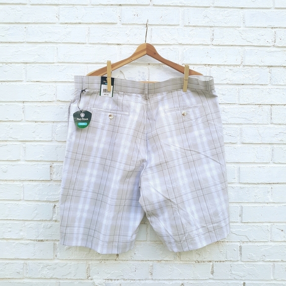 Pro Tour Plaid Golf Shorts size 38 Tan - Picture 5 of 6